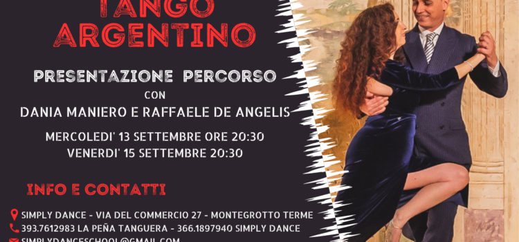 Presentazione corsi Tango Argentino 13 e 15 settembre 2023